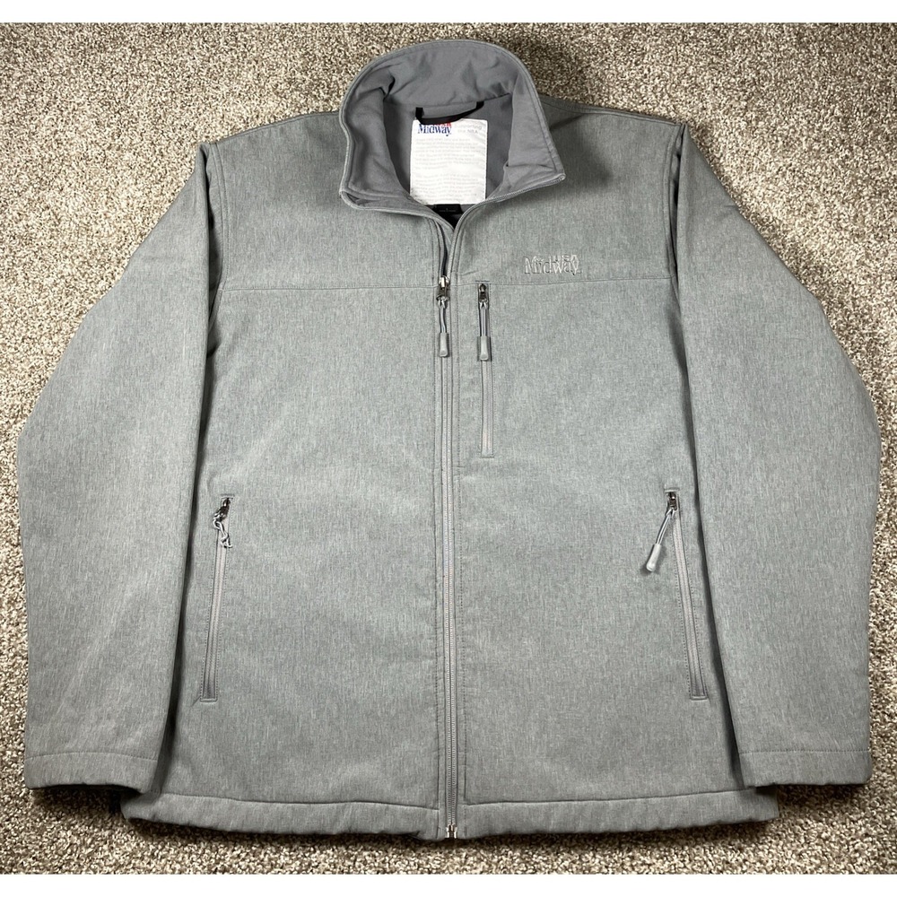 MidwayUSA Firesteel Softshell Jacket Light Gray Size Large Full Zip Pockets